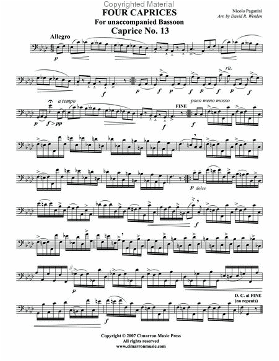 Four Caprices Four Caprices Bassoon Solo scores gallery preview page 2