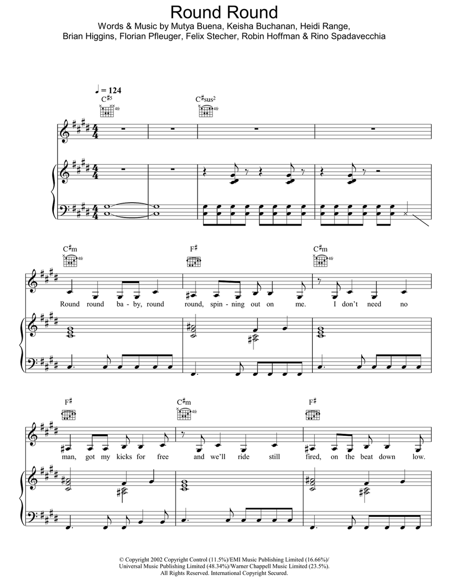 Round Round Piano, Vocal, Guitar scores gallery preview page 1