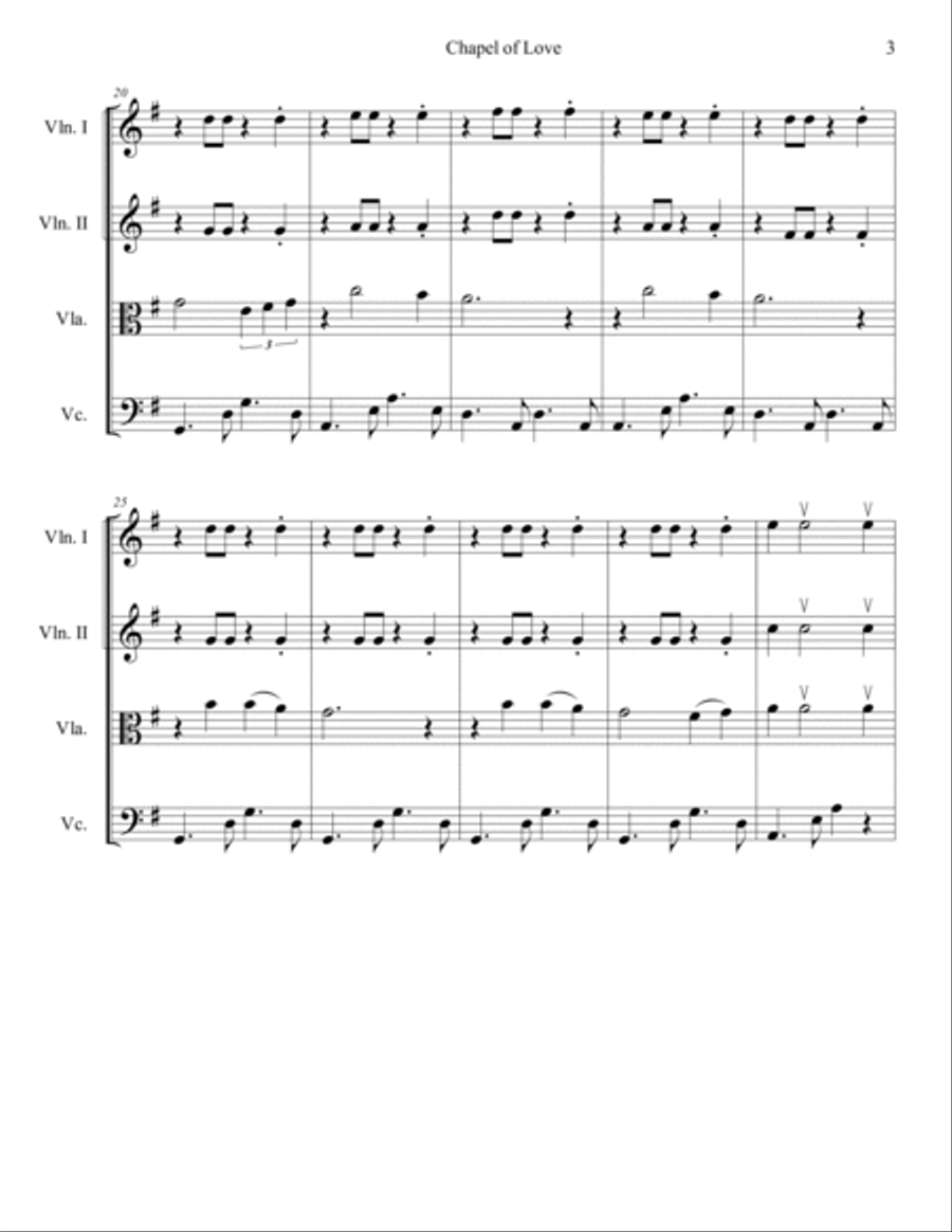 Chapel Of Love Chapel Of Love String Quartet scores gallery preview page 4