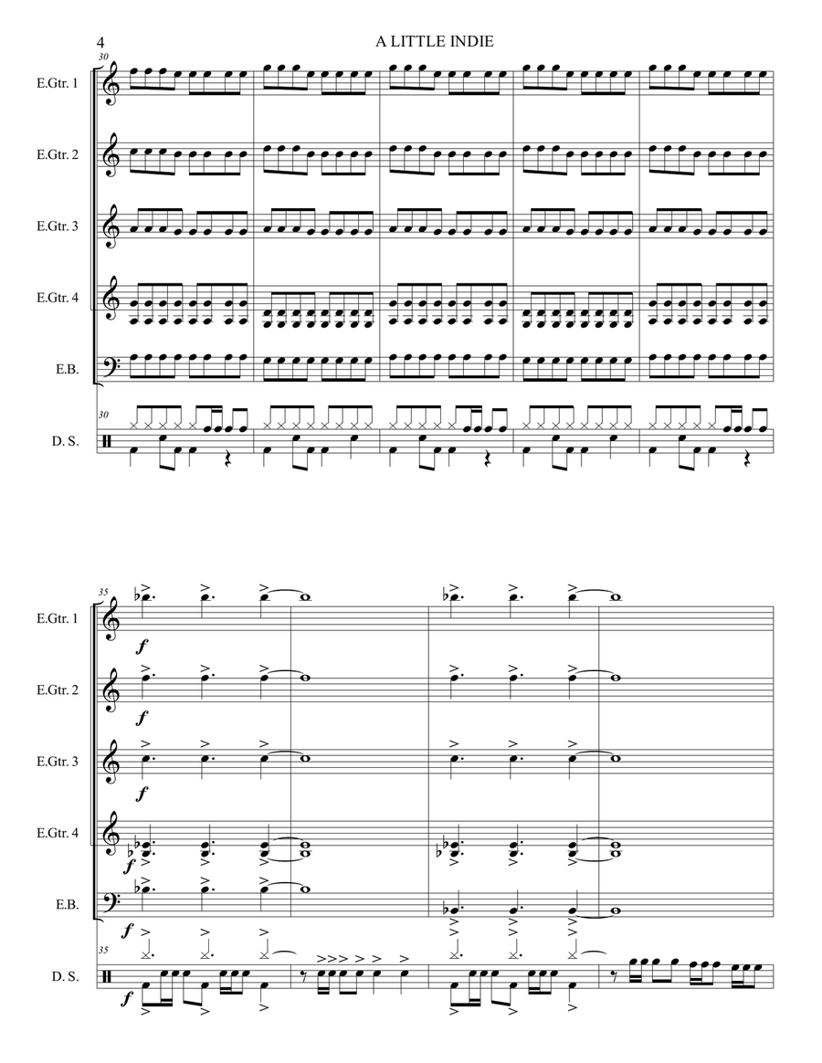 A LITTLE INDIE (ROCK) - Electric-Guitar Band Guitar Ensemble scores gallery preview page 6