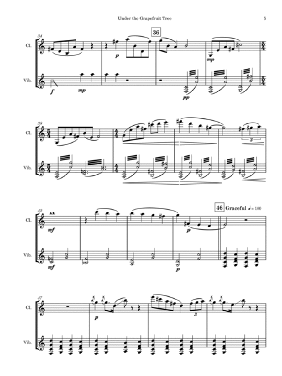 Under the Grapefruit Tree B-Flat Clarinet scores gallery preview page 5