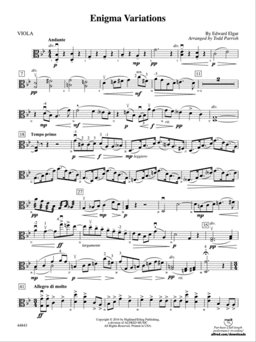 Enigma Variations: Viola String Orchestra scores gallery preview page 1