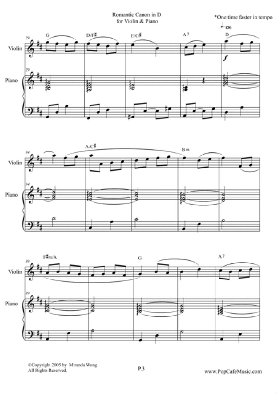 Romantic Canon in D for Violin & Piano Violin scores gallery preview page 3