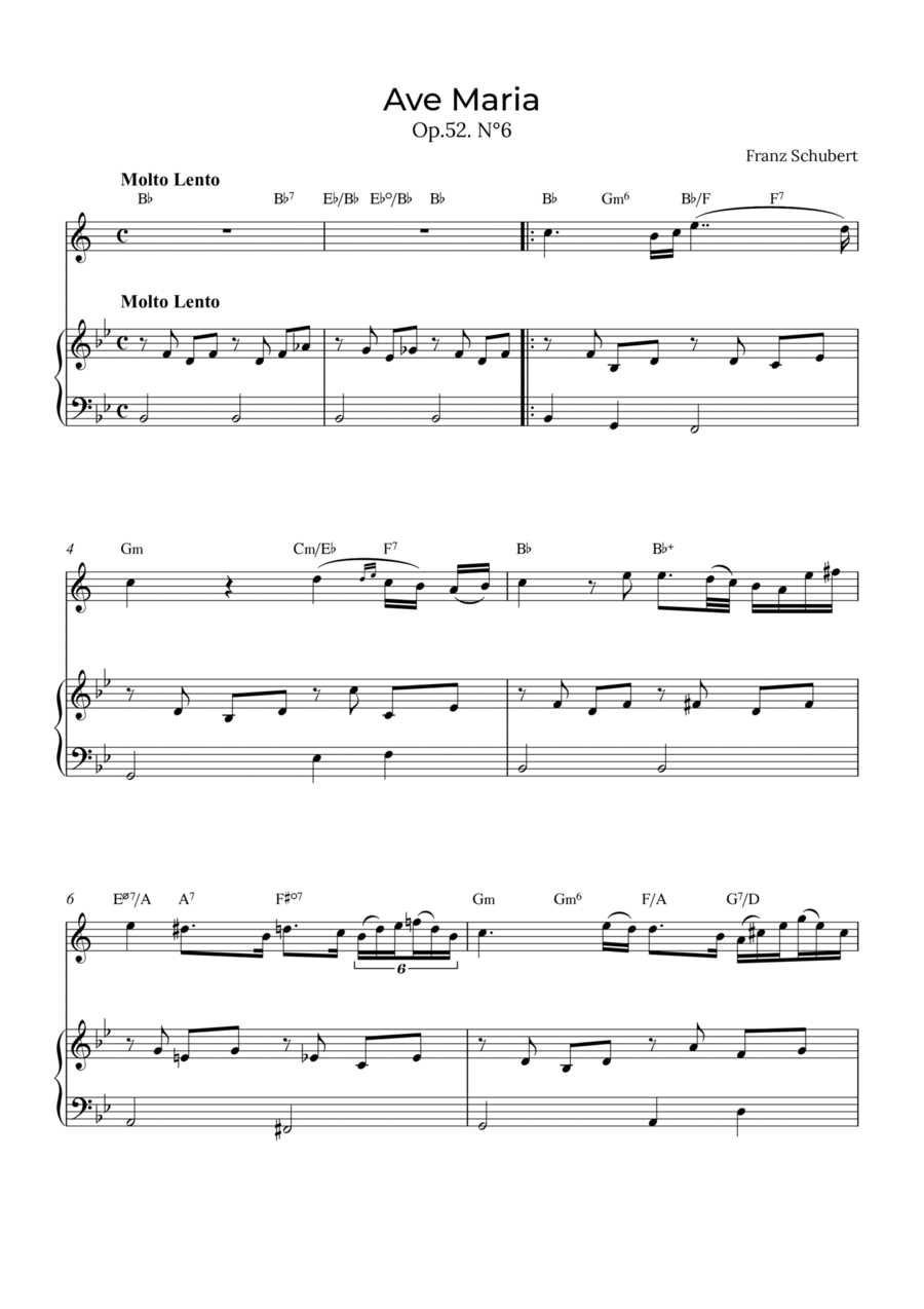 Ave Maria B-Flat Trumpet scores gallery preview page 1