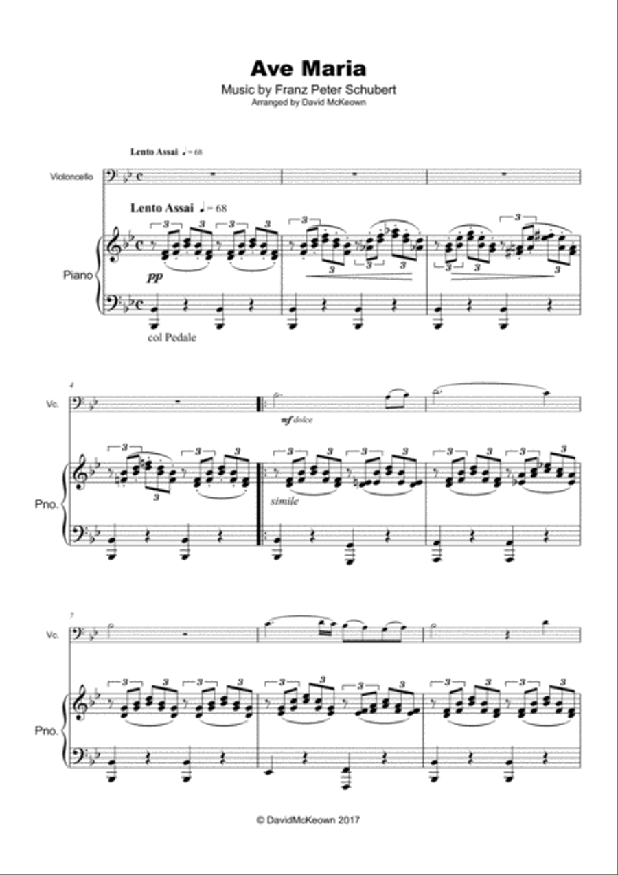 Ave Maria by Franz Schubert, for Cello and Piano Piano scores gallery preview page 3