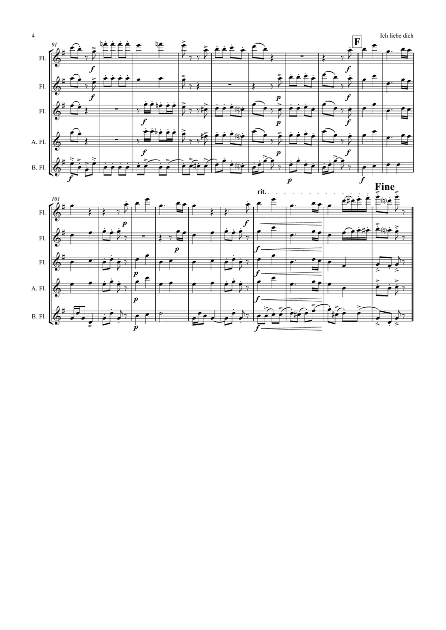 Ich liebe dich - Beethoven goes Polka - Flute Quartet Flute Quartet scores gallery preview page 4