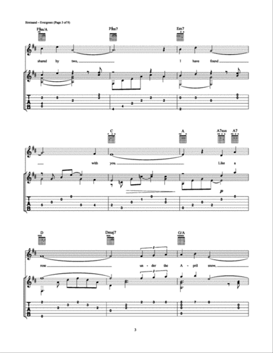Evergreen Guitar Tablature scores gallery preview page 3