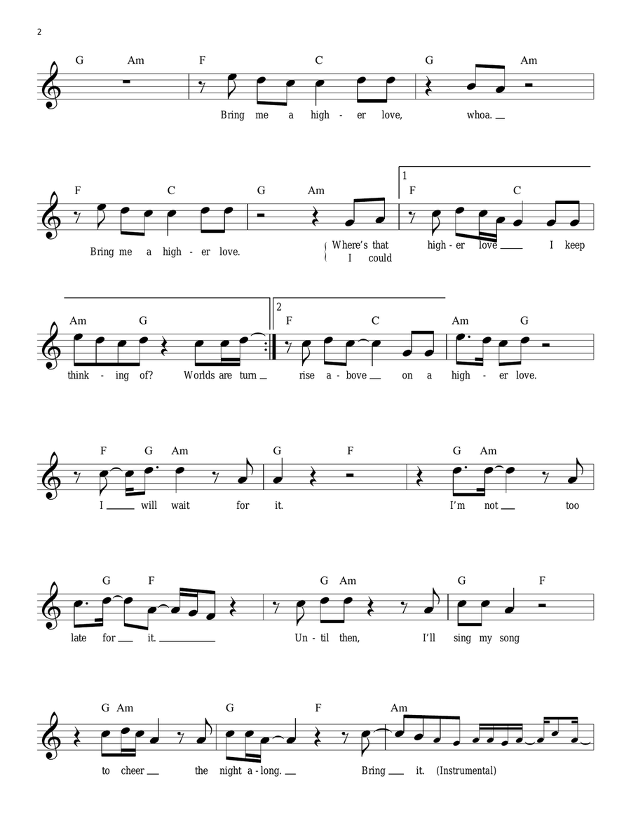 Higher Love Higher Love Piano scores gallery preview page 2