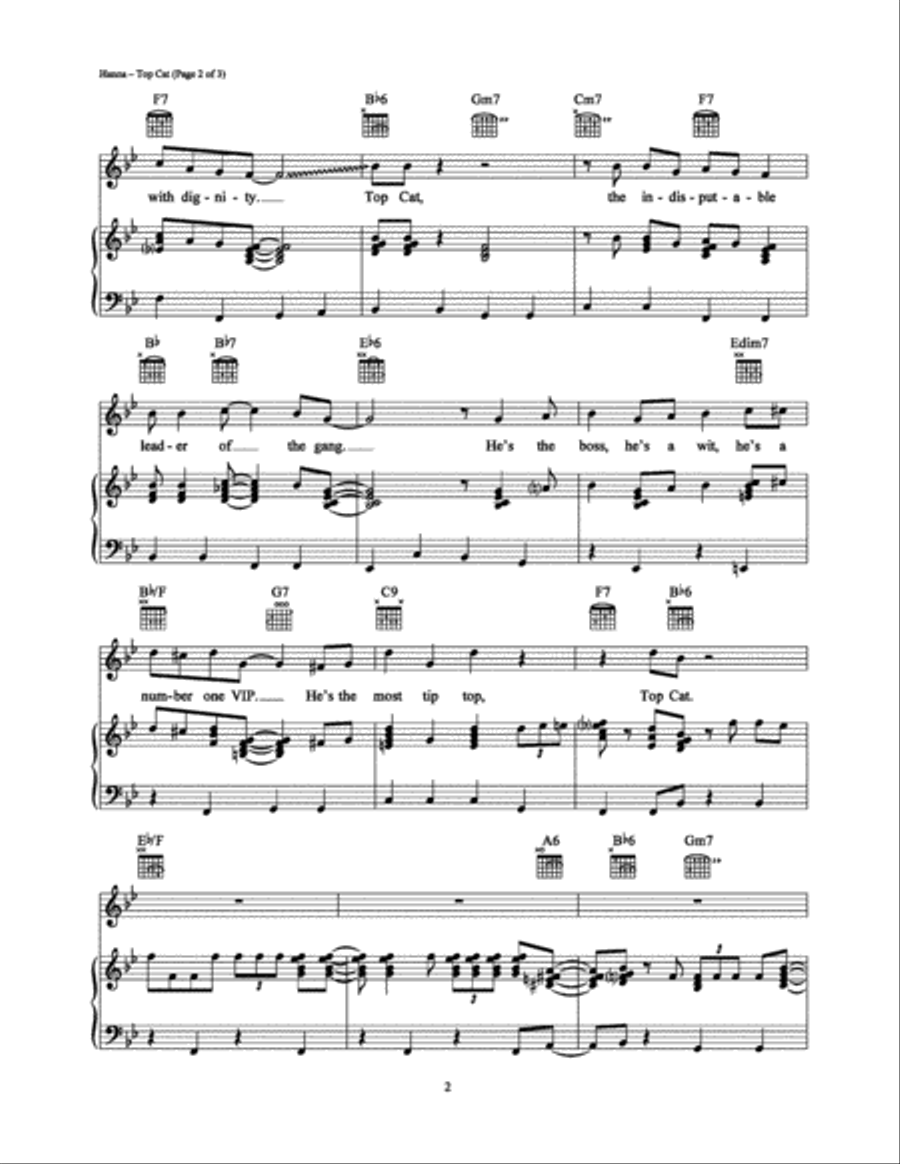 Top Cat Top Cat Piano, Vocal, Guitar scores gallery preview page 2