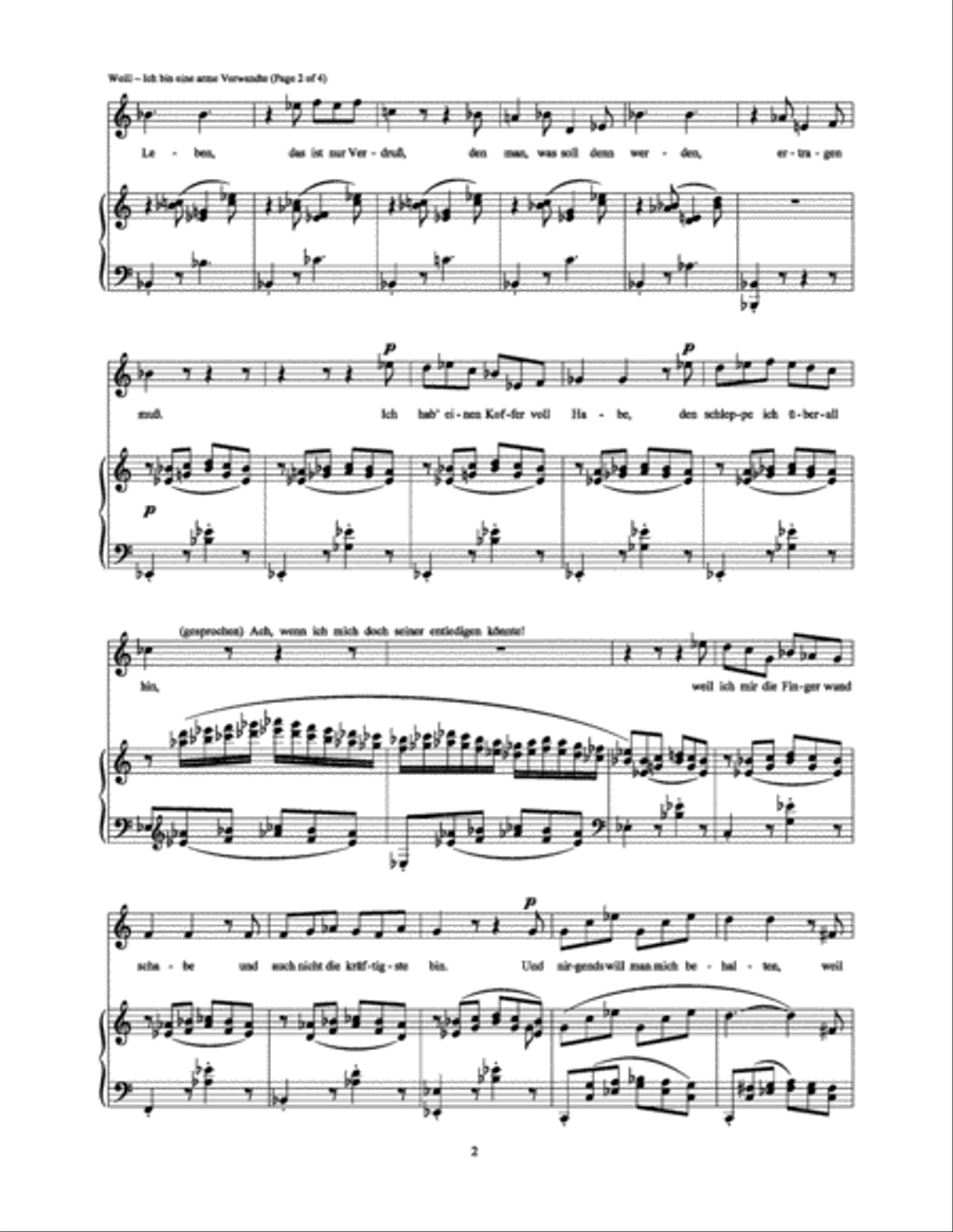 Ich bin eine arme Verwandte Piano, Vocal, Guitar scores gallery preview page 2