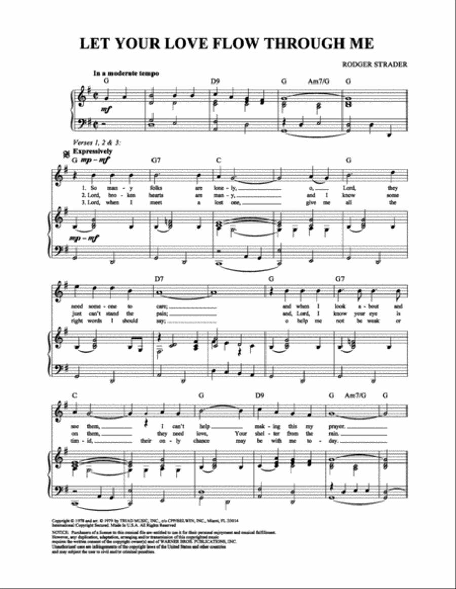 Let Your Love Flow Through Me Piano, Vocal, Guitar scores gallery preview page 1