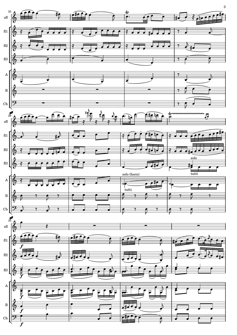 Mozart Andante in C KV 315 for solo flute and flute ensemble Flute Choir scores gallery preview page 3
