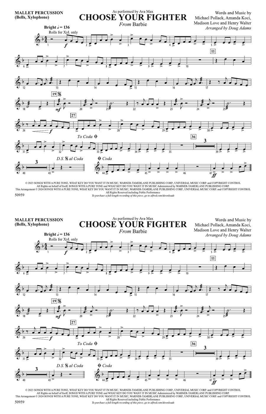 Choose Your Fighter: Mallets Percussion scores gallery preview page 1