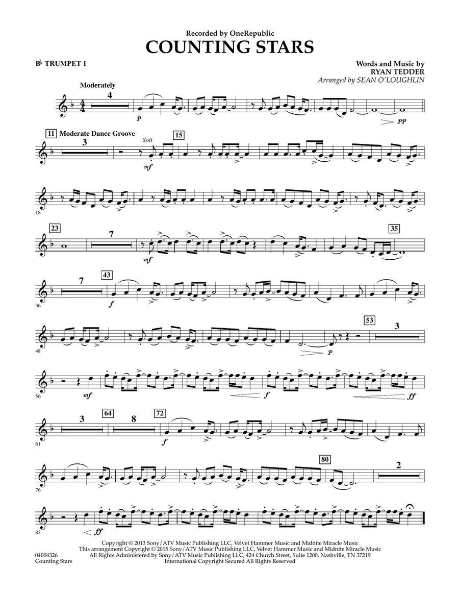 Counting Stars - Bb Trumpet 1