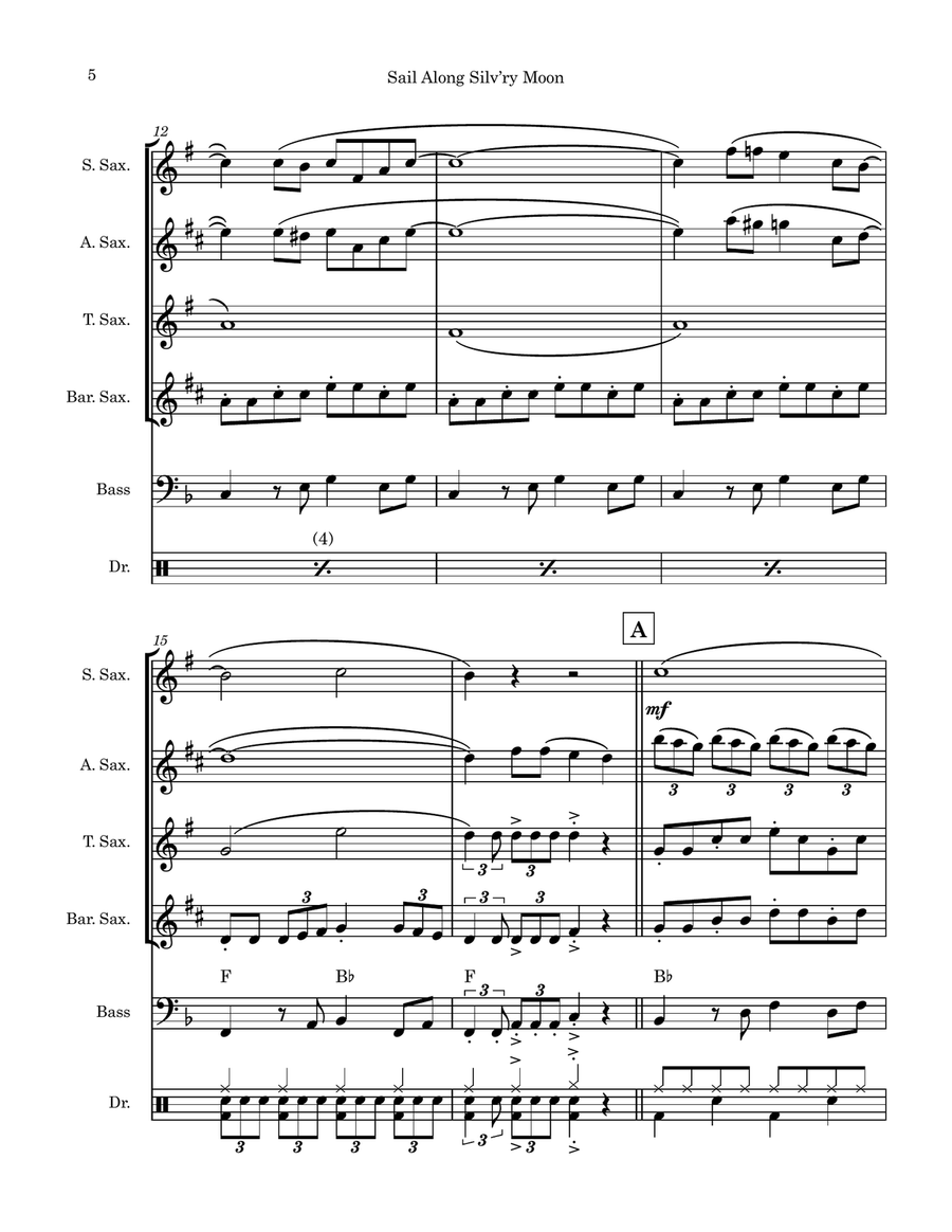 Sail Along, Silv'ry Moon Saxophone Quartet scores gallery preview page 5