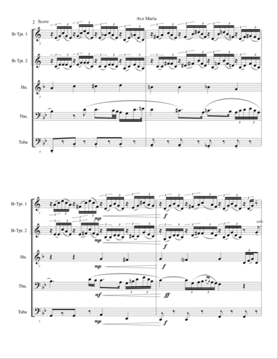 Ave Maria for Brass Quintet - Franz Schubert Brass Quintet scores gallery preview page 3