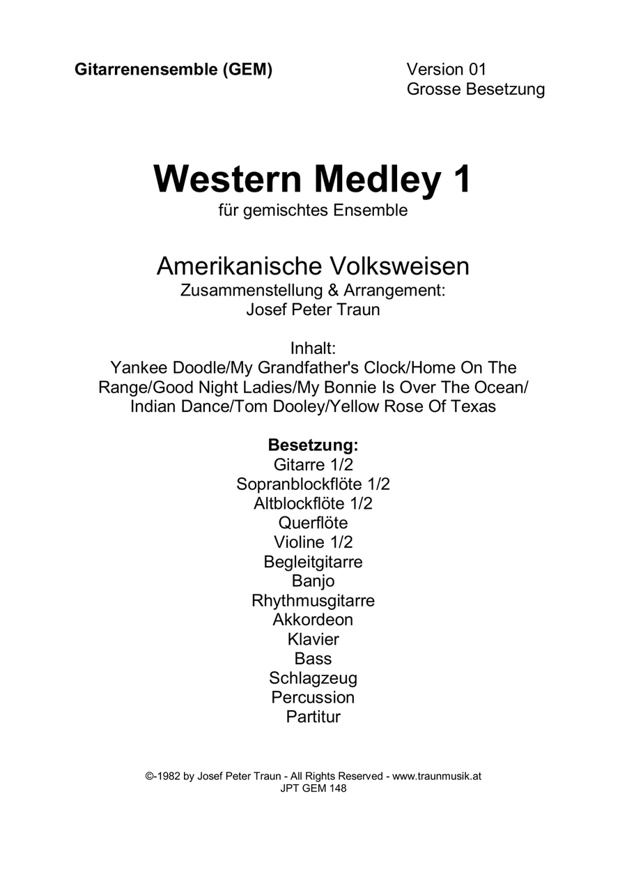 Book cover for "Western Medley 1" für Gitarrenemsemble (GEM/große Besetzung)