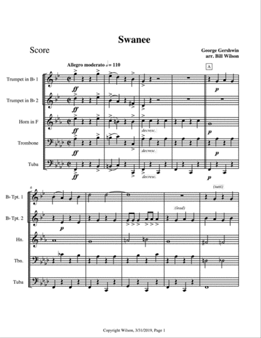 Swanee Brass Quintet scores gallery preview page 2
