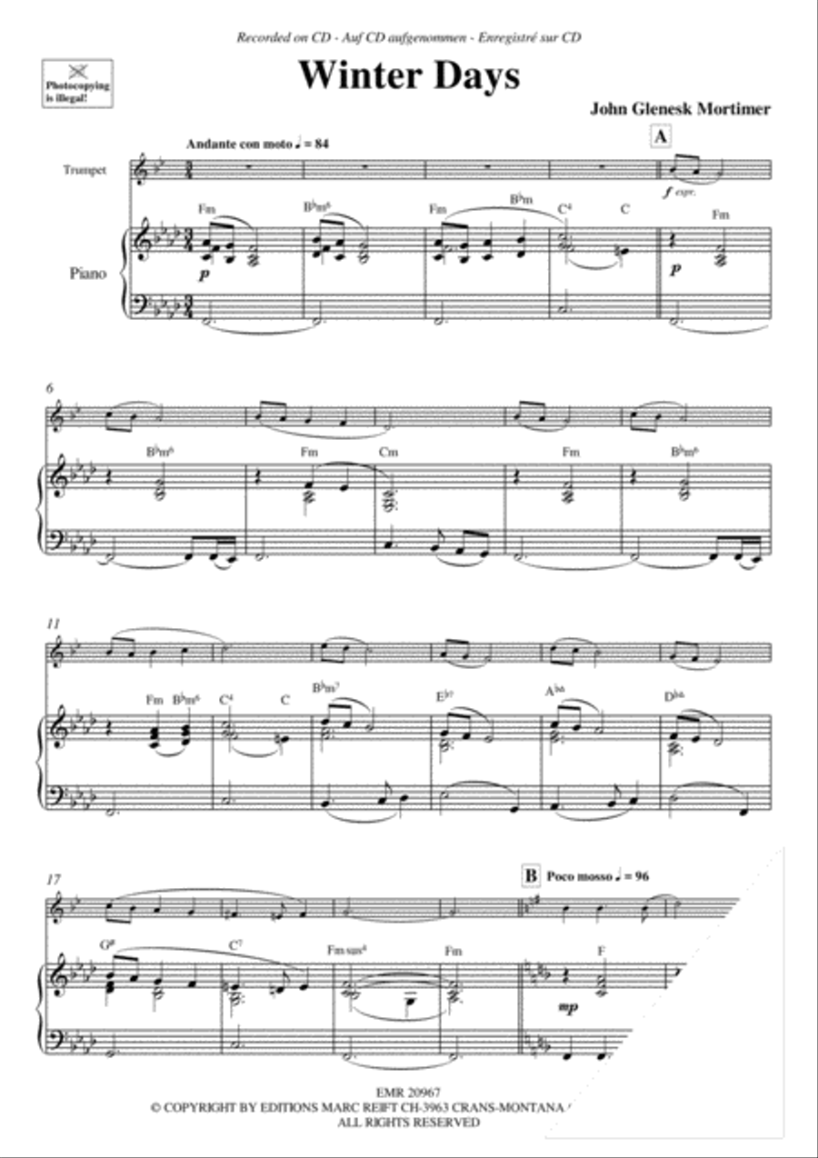 Winter Days Winter Days Trumpet Solo scores gallery preview page 4