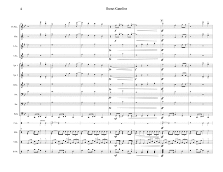 Sweet Caroline Marching Band scores gallery preview page 4