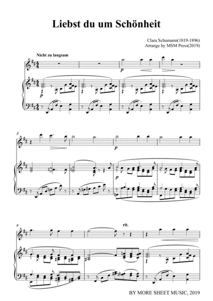 Clara-Liebst du um Schönheit,for Violin and Piano image number null