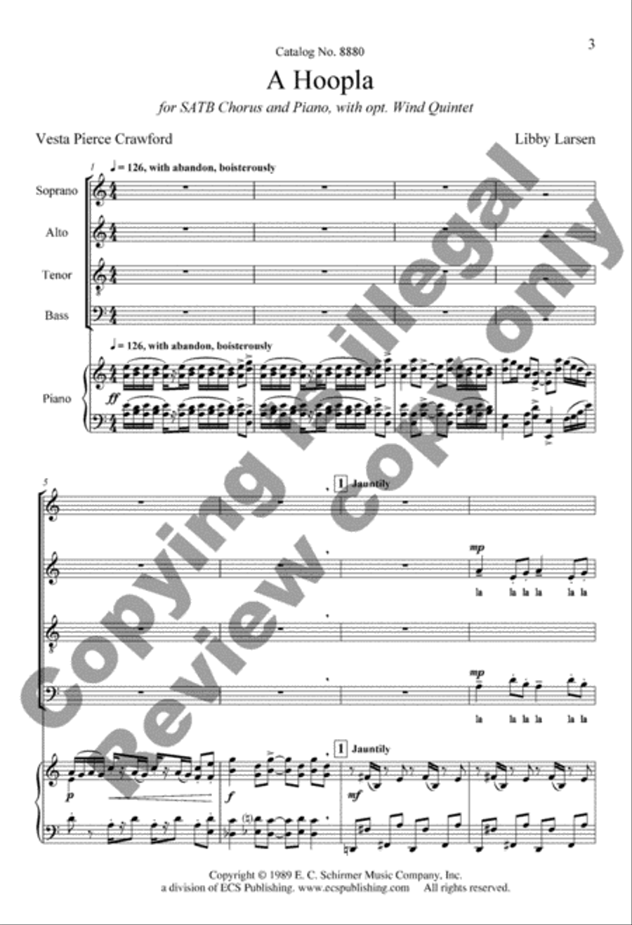 A Hoopla (Choral Score) 4-Part scores gallery preview page 3