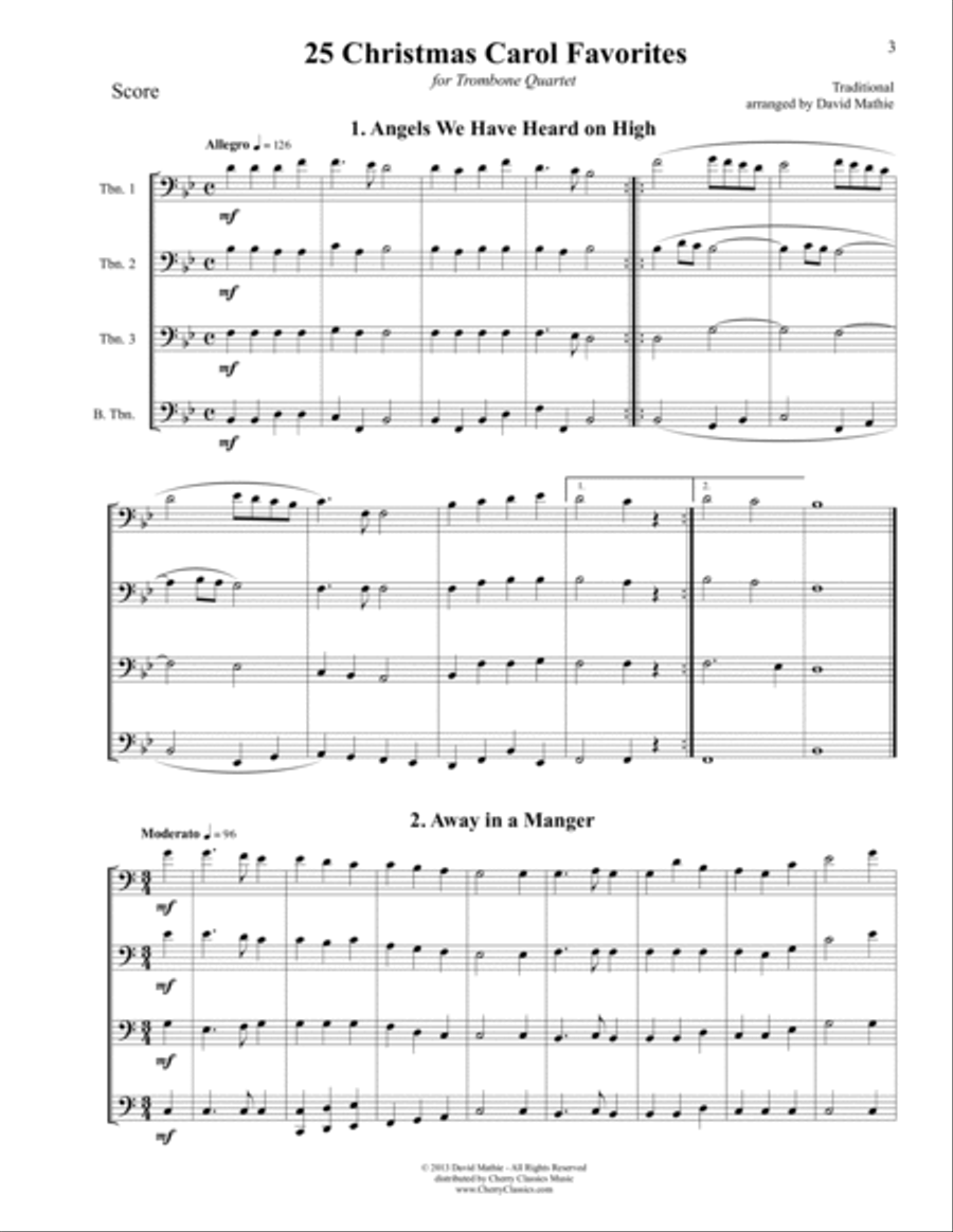 25 Christmas Carol Favorites for Trombone Quartet Trombone Quartet scores gallery preview page 4
