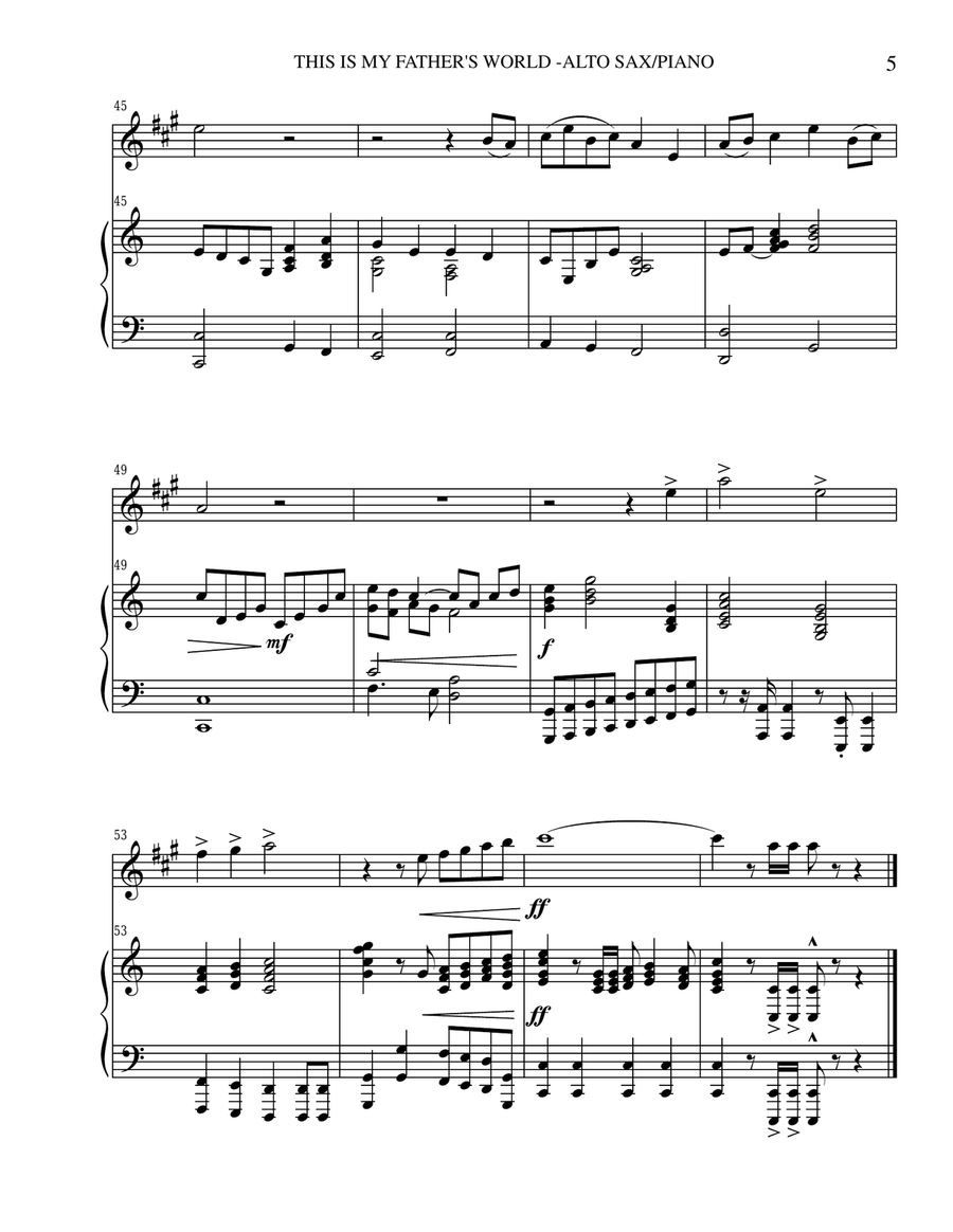 THREE HYMN ARRANGEMENTS for ALTO SAX and PIANO (Duet – Sax/Piano with Sax Part) Woodwind Duet scores gallery preview page 6