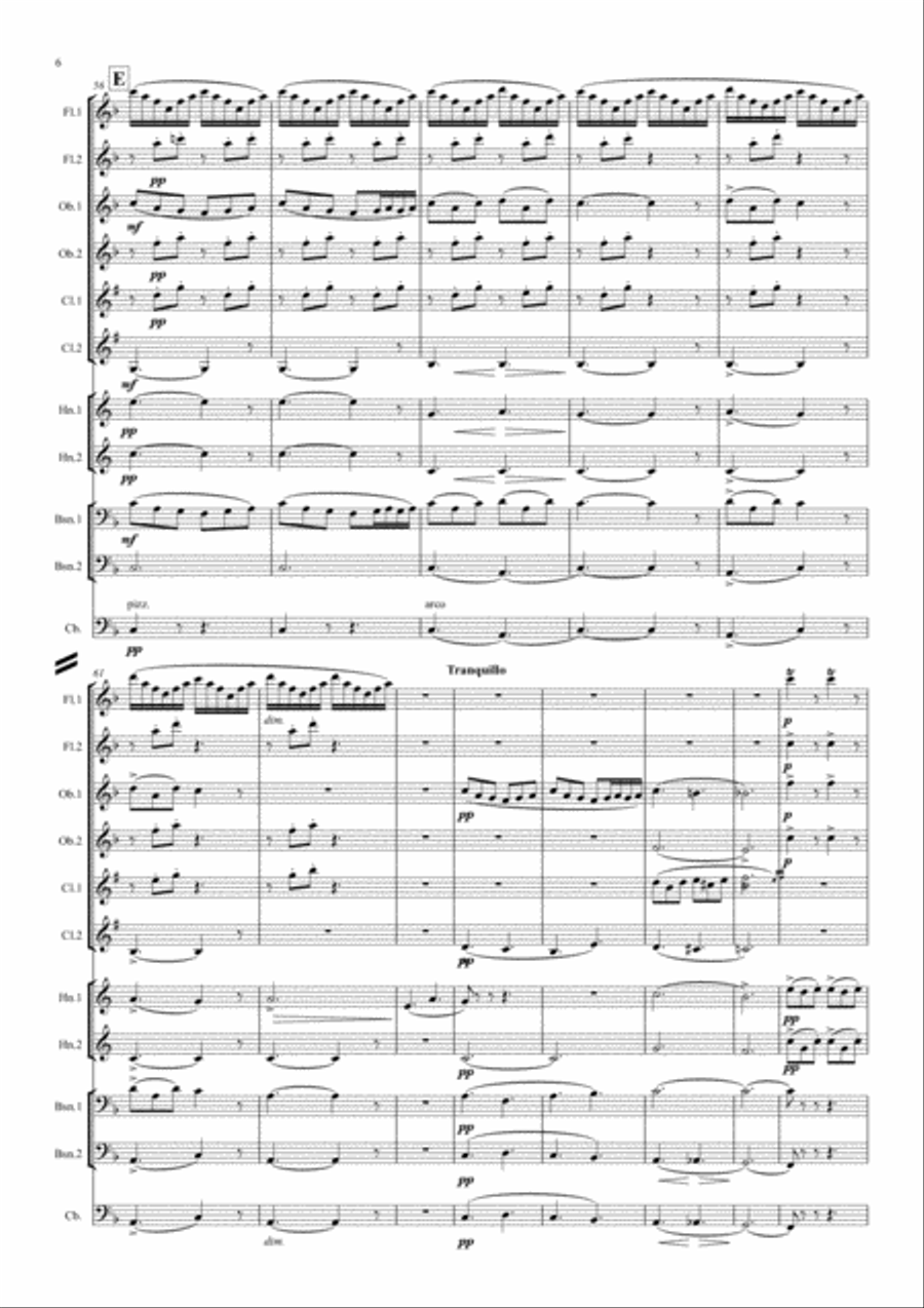Grieg: Peer Gynt Suite No.1 Op.46 Mvt.1 Morning Mood (Transposed Key) - symphonic wind ensemble Woodwind Quintet scores gallery preview page 6