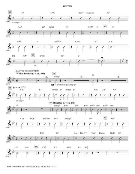 Mary Poppins Returns (Choral Highlights) (arr. Roger Emerson) - Guitar