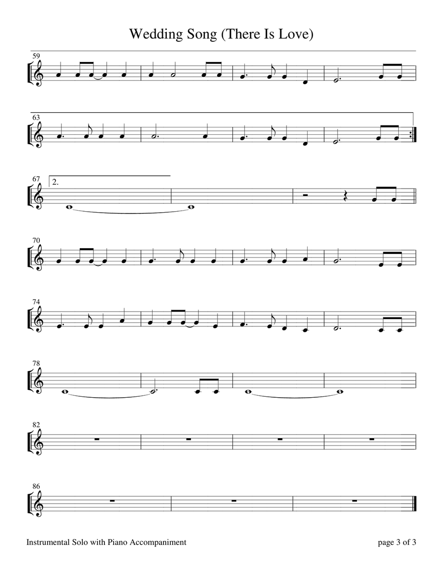 Wedding Song (There Is Love) Violin Solo scores gallery preview page 3