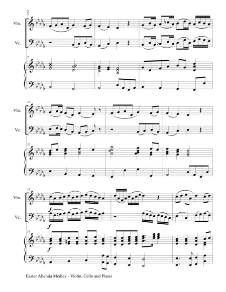 EASTER ALLELUIA MEDLEY (Trio – Violin, Cello and Piano) Score and Parts image number null