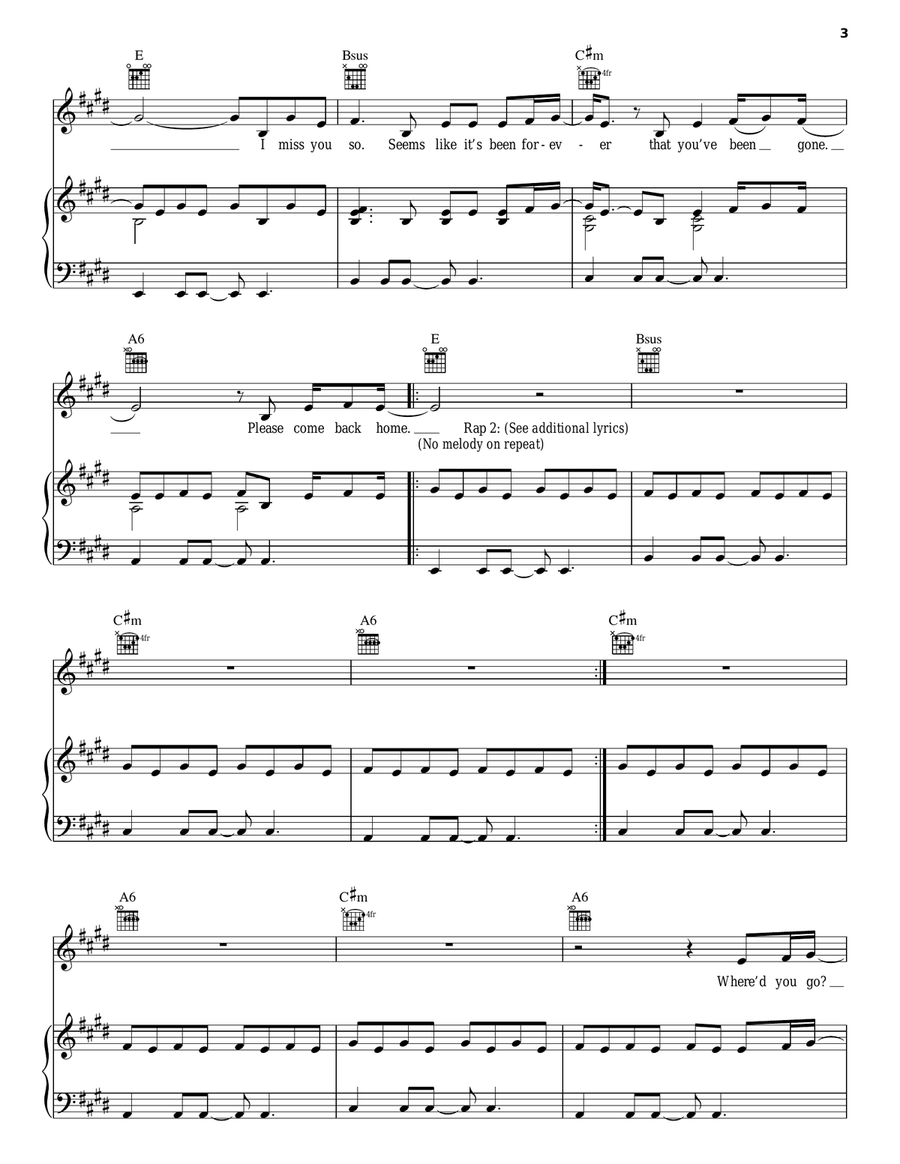 Where'd You Go Piano, Vocal, Guitar scores gallery preview page 3