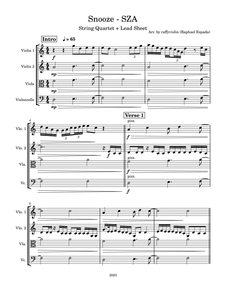 Snooze String Quartet scores gallery preview page 1