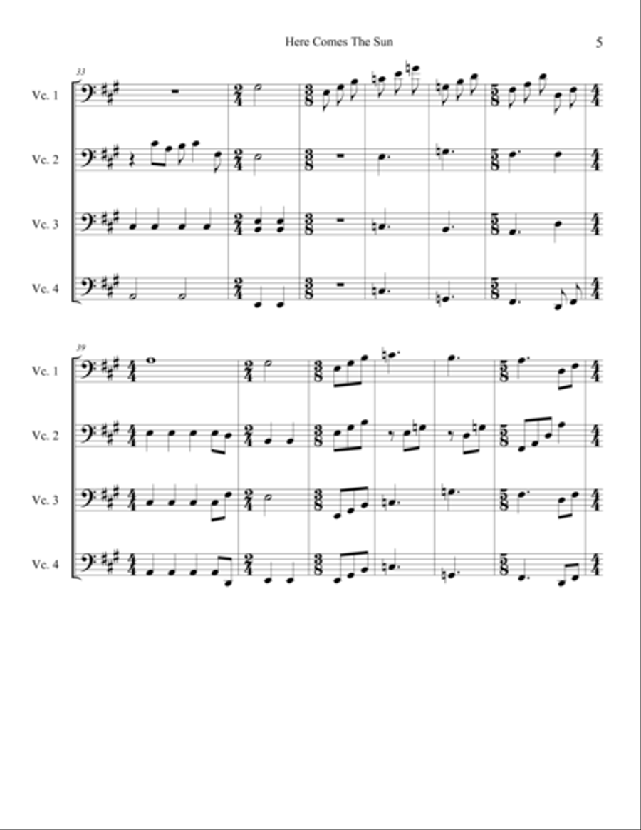 Here Comes The Sun Here Comes The Sun Cello scores gallery preview page 6