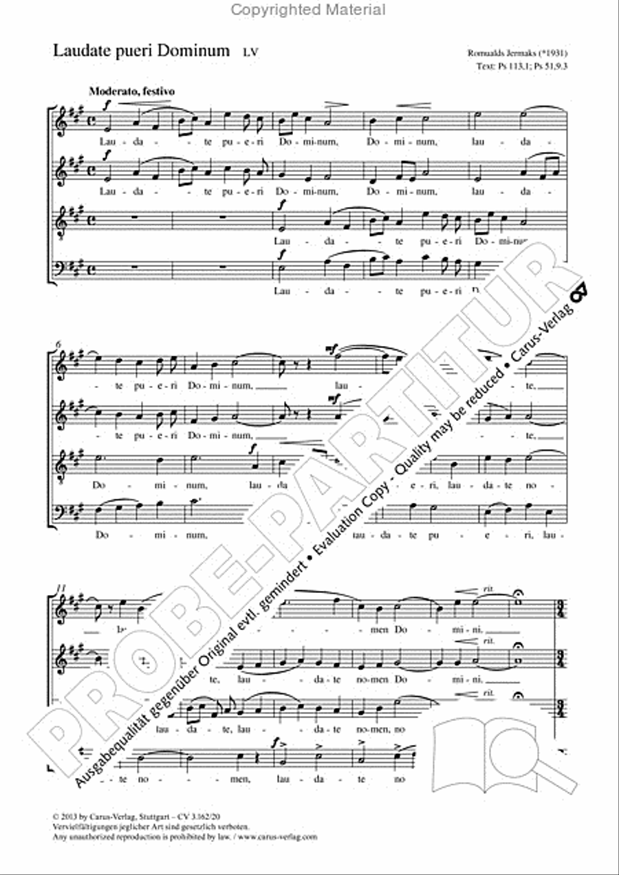 Laudate pueri Dominum Laudate pueri Dominum 4-Part scores gallery preview page 2