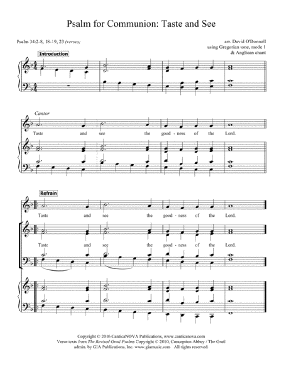 Psalm for Communion: Taste and See 4-Part scores gallery preview page 2