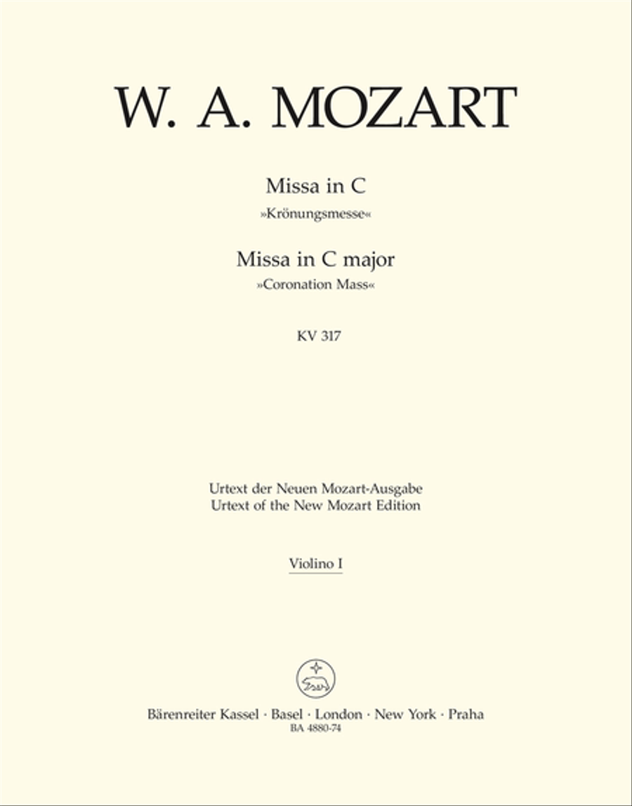 Missa C major, KV 317 'Coronation Mass' Violin scores gallery preview page 1