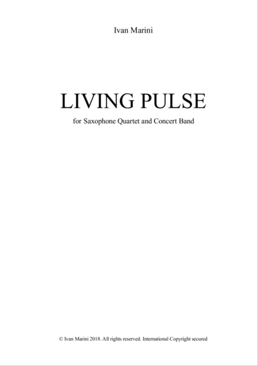 LIVING PULSE for Saxophone Quartet and Concert Band/Wind Ensemble image number null