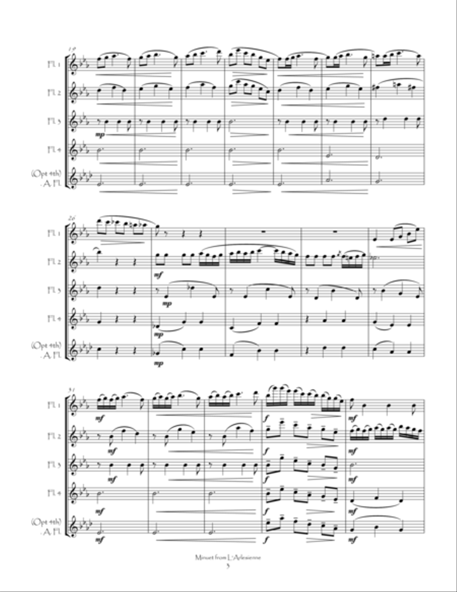 Minuet from L'Arlesienne for Flute Quartet Flute Quartet scores gallery preview page 3