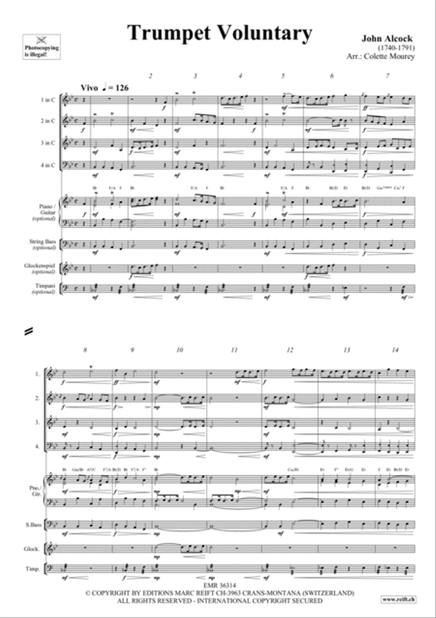 Trumpet Voluntary Woodwind Quartet scores gallery preview page 2