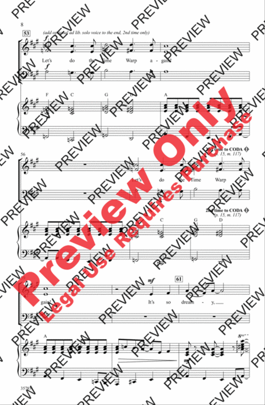 The Time Warp (from The Rocky Horror Picture Show) 3-Part scores gallery preview page 8