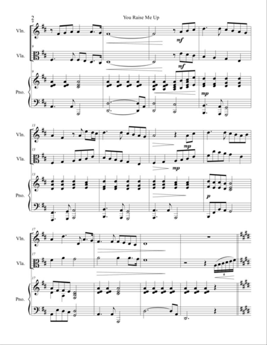 You Raise Me Up String Duet scores gallery preview page 3