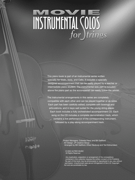 Movie Instrumental Solos for Strings - Cello (Book and CD)