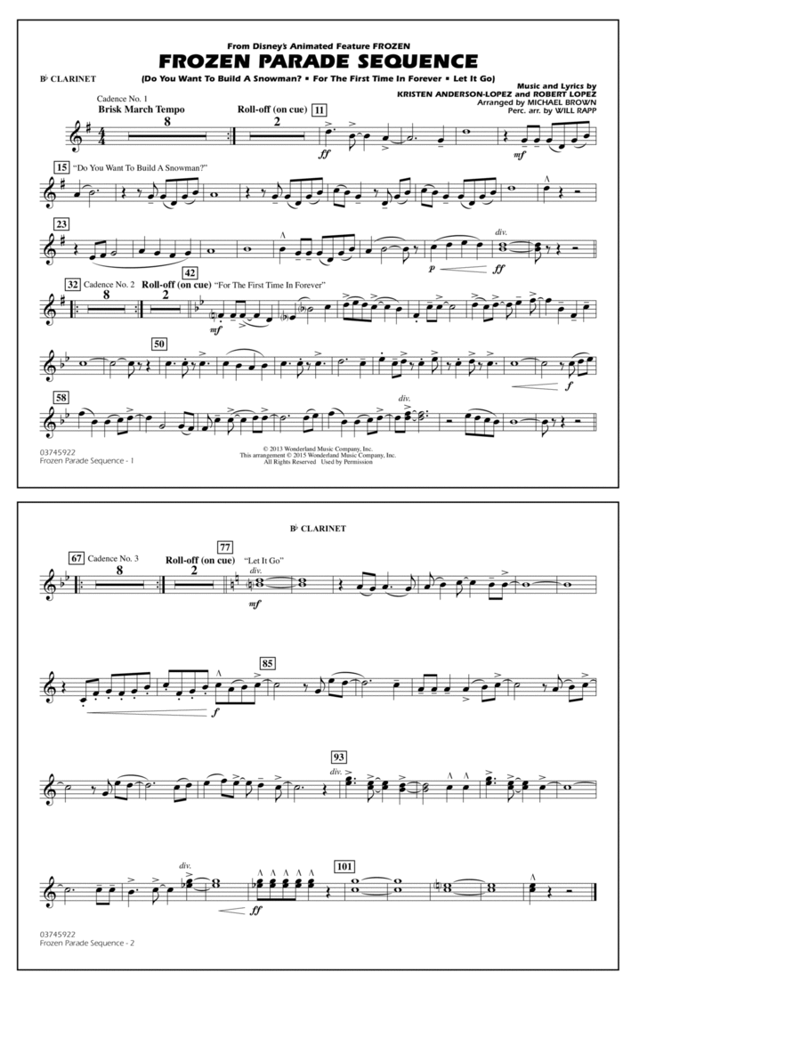 Frozen Parade Sequence - Bb Clarinet