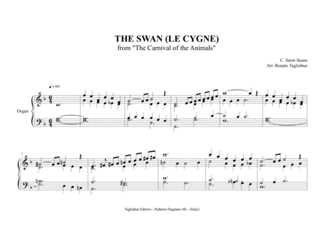 THE SWAN (LE CYGNE) - C. Saint Saens - Arr. for Organ 2 staff image number null