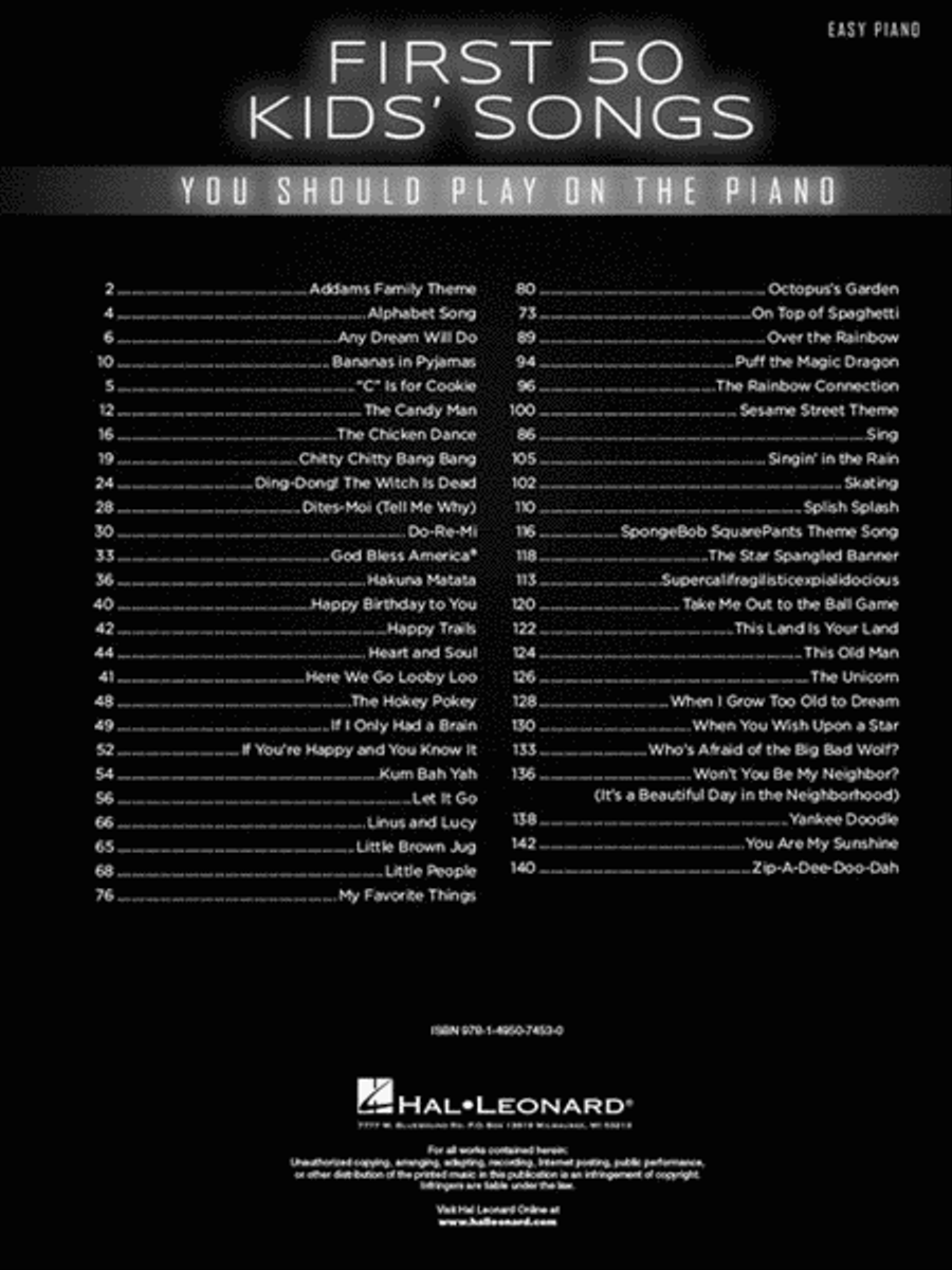 First 50 Kids' Songs You Should Play on the Piano Easy Piano scores gallery preview page 2