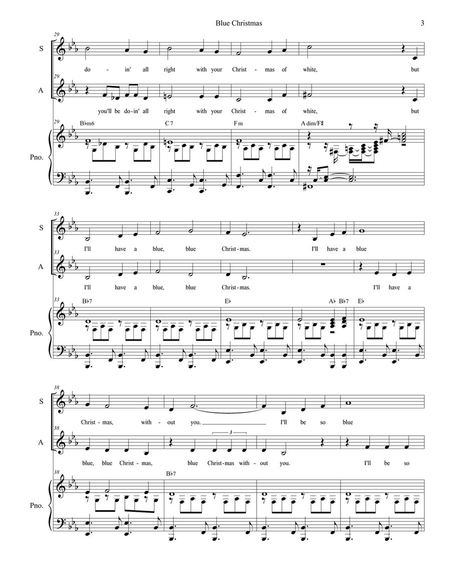 Blue Christmas Blue Christmas Vocal Duet scores gallery preview page 3