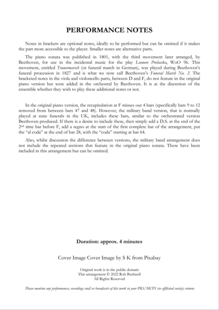 Funeral March No.2 (Beethoven) - String Quartet String Quartet scores gallery preview page 3