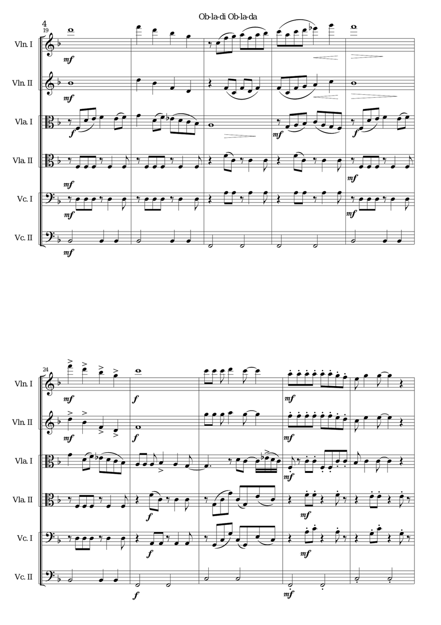 Ob-La-Di, Ob-La-Da String Trio scores gallery preview page 4
